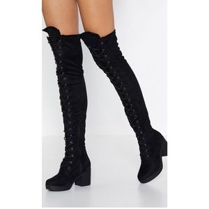 Over the knee lace up boots